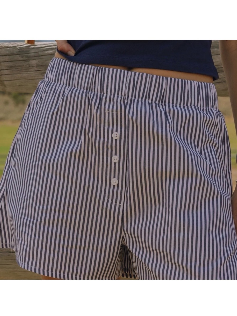 NWOT Daily Drills Navy Stripe Poplin Boxer Shorts XS Small